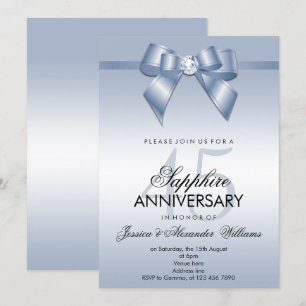 Invitation Sapphire Bow & Ribbon 45e anniversaire de Mariage