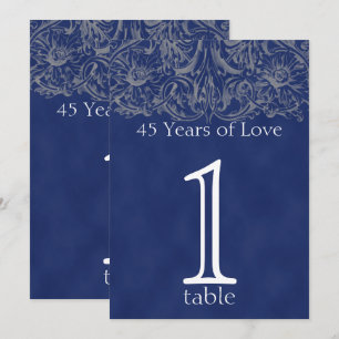 Invitation Sapphire et Argent 45e anniversaire Numéro de tabl