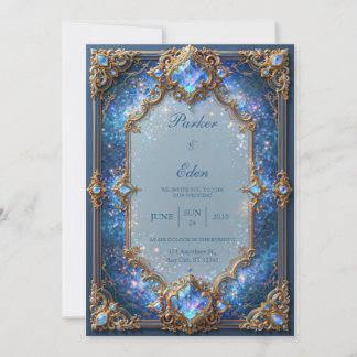 Invitation Sapphire Galaxy Filigree Wedding