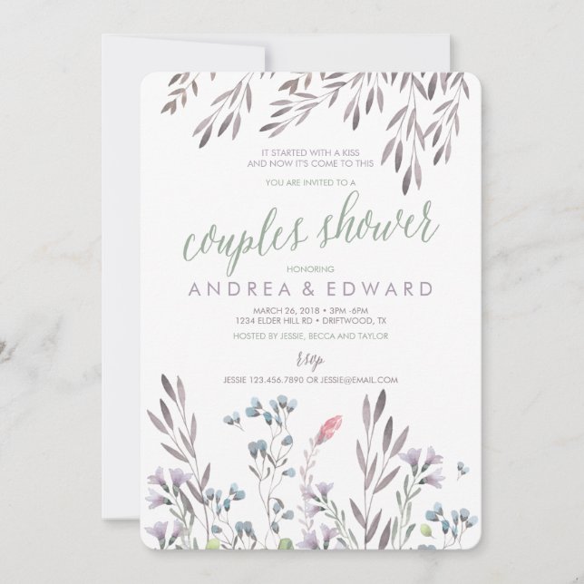 Invitation Sarah - Un Mariage Fleur sauvage Couples Douche (Devant)