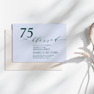 Invitation Sarcelle & Bleu   75 Ans Aimé Fête d'anniversaire 