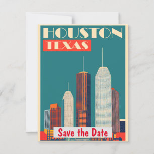 Invitation sarcelle de la skyline moderne de Houst