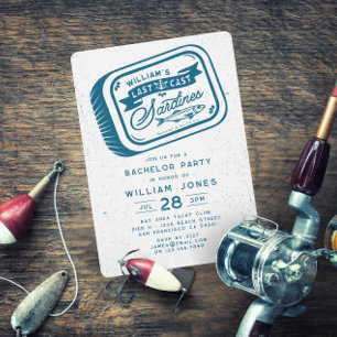 Invitation Sardine Pêche Bachelor Party Vintage Nautique