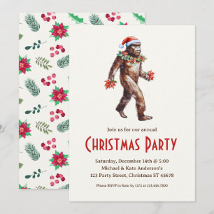 Invitation Sasquatch Big Foot à la fête de Noël du chapeau de