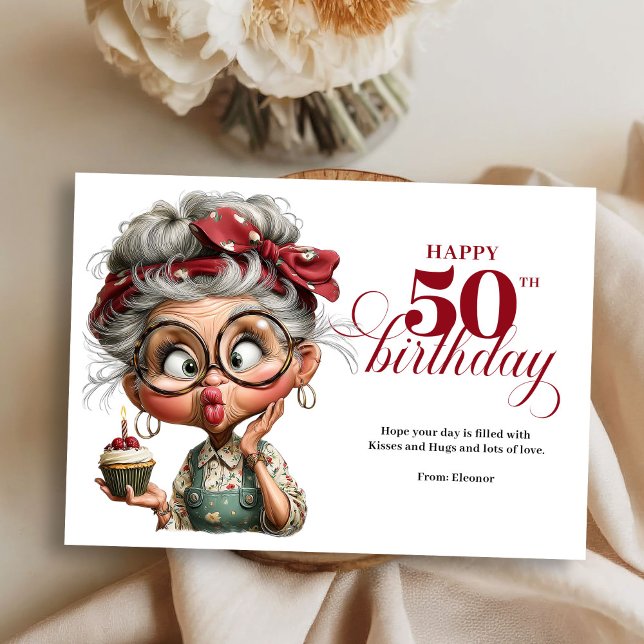 Invitation Sassy fifty funny lady whimsical birthday card (Sassy fifty funny lady whimsical birthday card)