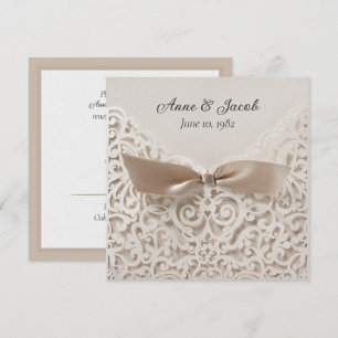 Invitation Satin Bow Sur Dentelle Mariage Vow Renewal