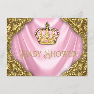 Invitation Satin et or royaux de rose de princesse baby