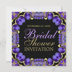 Invitation Satin Love Gold Fête des mariées violet
