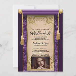 Invitation Satin violet moderne tassels sepia photo