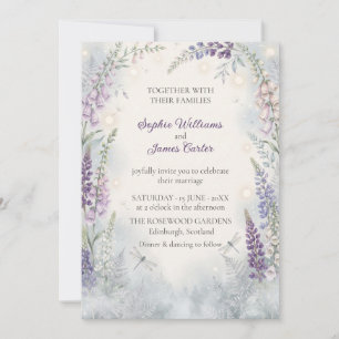 Invitation Sauge et digitale sauvage mauve Forêt Enchantée