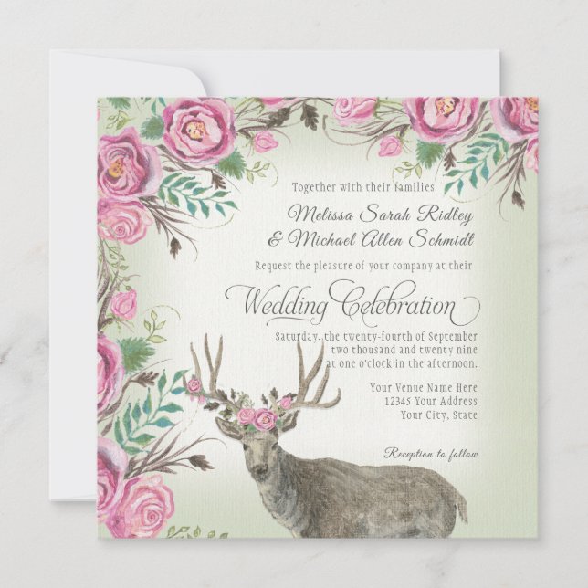 Invitation Sauge florale d'Antler de cerfs communs de (Devant)
