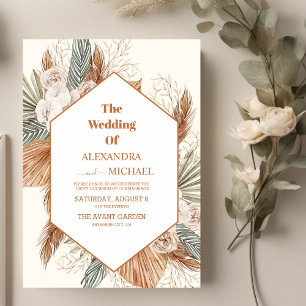Invitation sauge vert pampas herbe mariage
