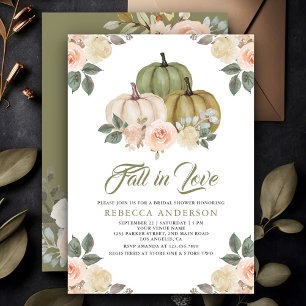 Invitation Sauge Verte Citrouille Pêche Floral Automne Récept