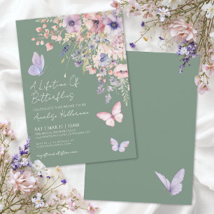 Invitation Sauge Verte Papillon Fête de Mariage Champêtre