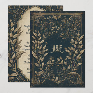 Invitation Saule Enchanté Bleu et Or