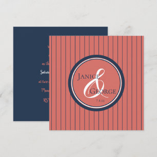 Invitation Saumon de corail et Mariage de rayures de marine