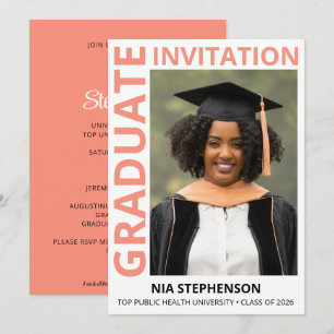 Invitation Saumon Rose Promotion 2026 Photo Soirée de Remise 
