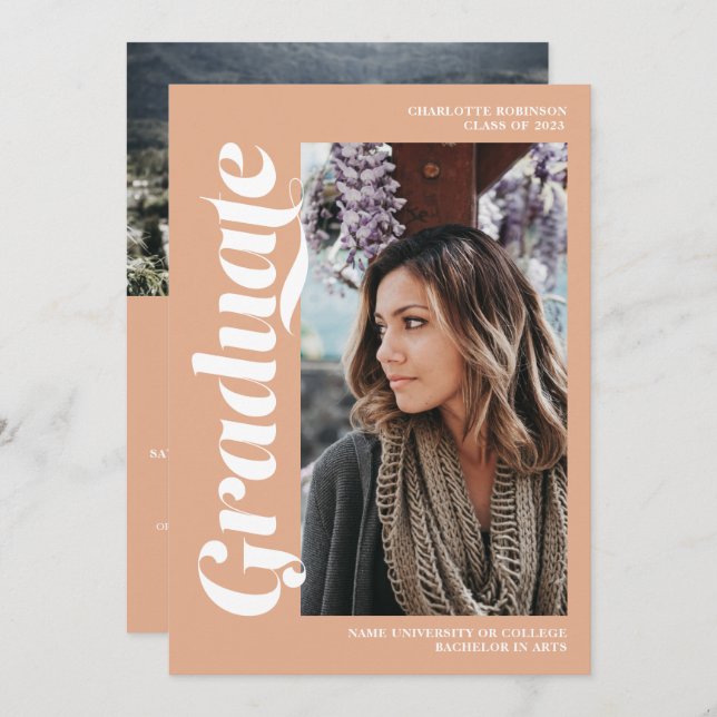 Invitation Saumon, script 3, diplôme photo (Devant / Derrière)