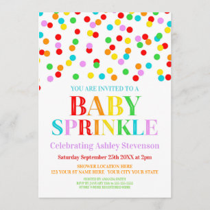 Invitation Saupoudrage de bébé Confetti Rainbow
