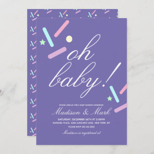 Invitation Saupoudrage minimaliste Baby shower violet