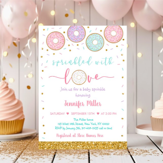 Invitation Saupoudré D'Amour Pink Gold Pastel Bébé (Créateur téléchargé)