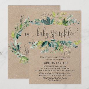 Invitation Saupoudrer bébé Kraft Foliage