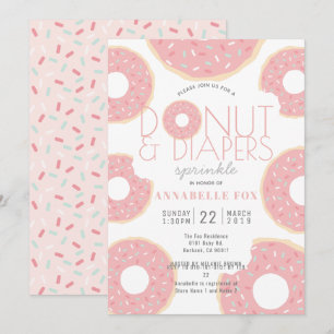 Invitation Saupoudrer de Baby shower rose de beignes et de pl