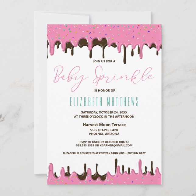 Invitation Saupoudrer de bébé à glaçage rose (Devant)