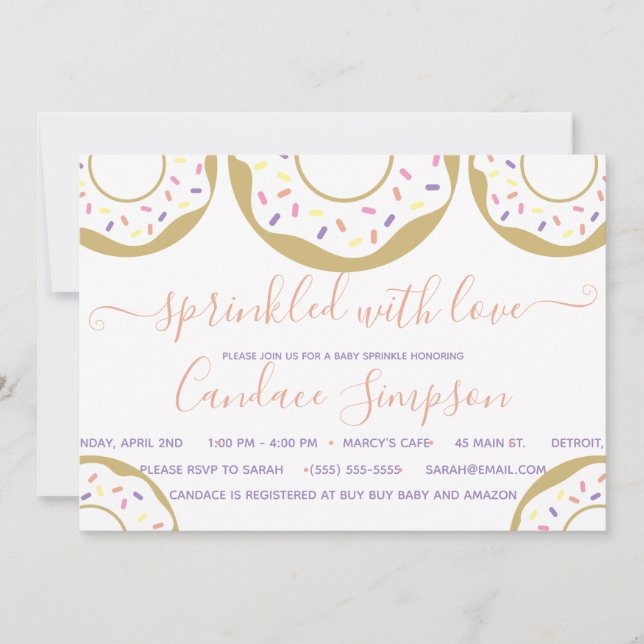 Invitation Saupoudrer de beignets d'amour Bébé Saupoudrer ros (Devant)