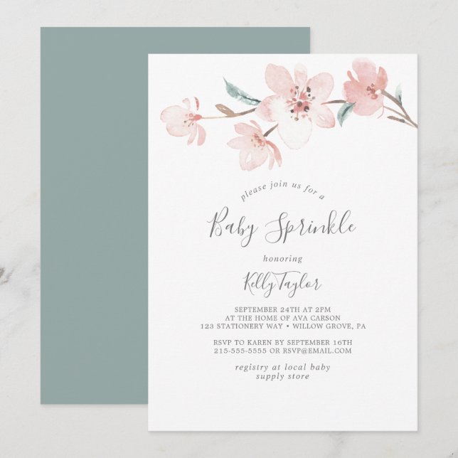 Invitation Saupoudrer de cerisier de printemps (Devant / Derrière)