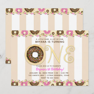 Invitation Saupoudrer de crème Brown Donuts UN 1er anniversai