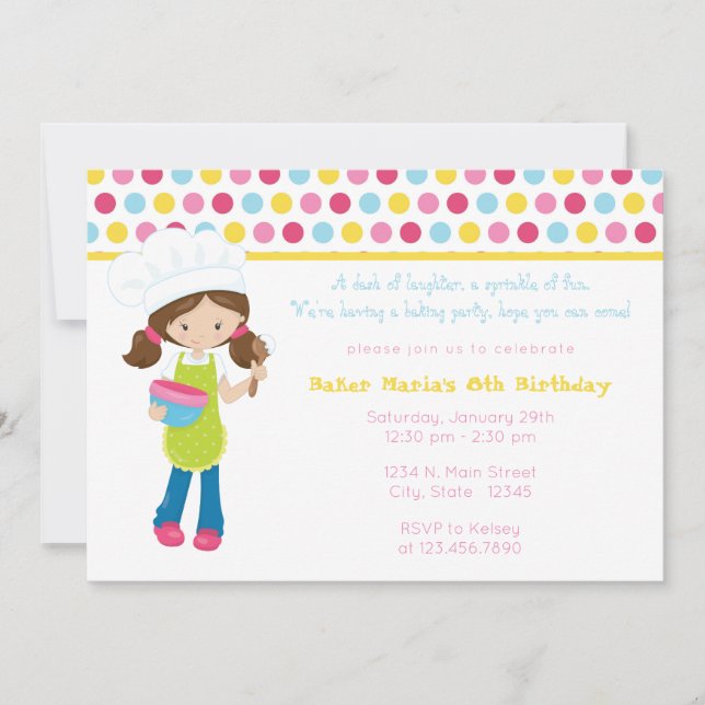 Invitation Saupoudrer de Fun Baking Girls Anniversaire Invita (Devant)