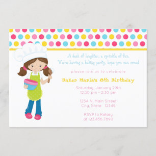 Invitation Saupoudrer de Fun Baking Girls Anniversaire Invita