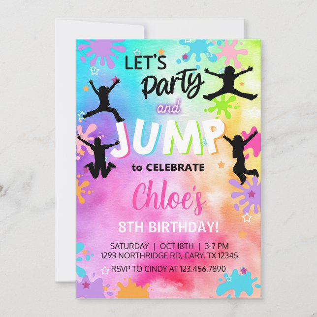 Invitation saut l'invitation d'anniversaire de fille, saut in (Devant)
