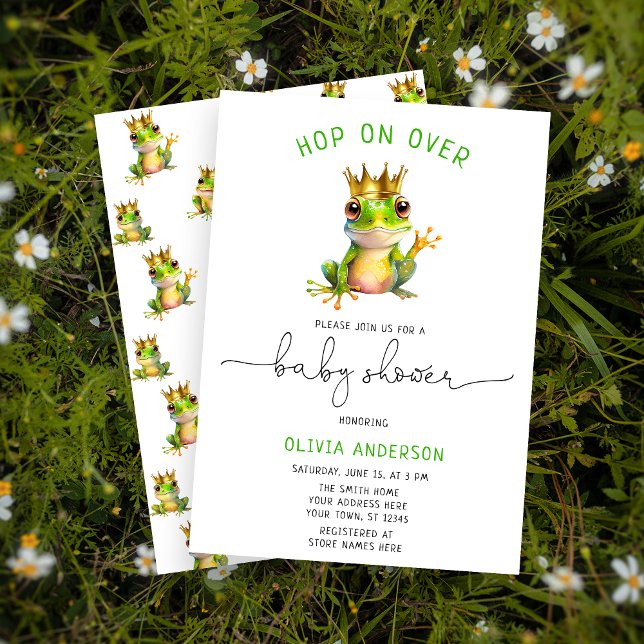 Invitation Sauter sur le Baby shower Prince de la Grenouille  (Créateur téléchargé)