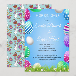 Invitation Sauter sur le Brunch de Pâques Chasse aux Oeufs Bu