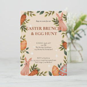 Invitation Sauter sur Pâques Brunch Chasse aux Oeufs Bunny Fl