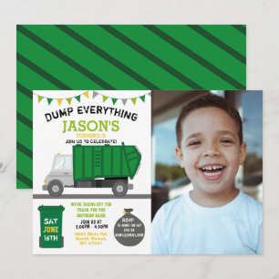 Invitation Sauter tout amusant Rubbbish Camion Anniversaire P