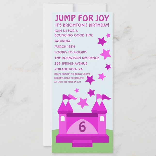 Invitation Sautez pour l'invitation d'anniversaire de Chambre (Devant)