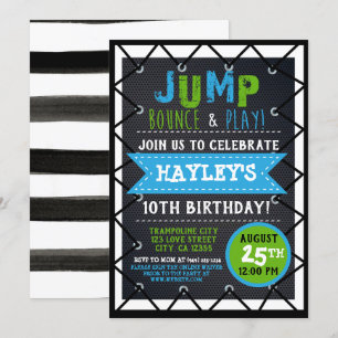 Invitation Sauts et jeux verts et bleus Trampoline Park Bounc