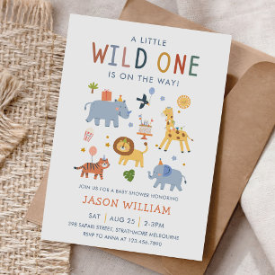 Invitation Sauvage 1er Anniversaire Safari Animaux Enfants Mi