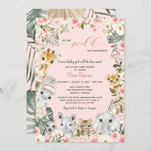 Invitation Sauvage avec Baby shower d'animaux de la Jungle