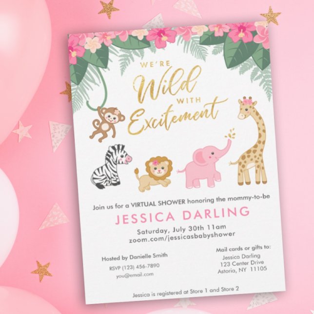 Invitation Sauvage avec baby shower VIRTUEL excitant (Créateur téléchargé)
