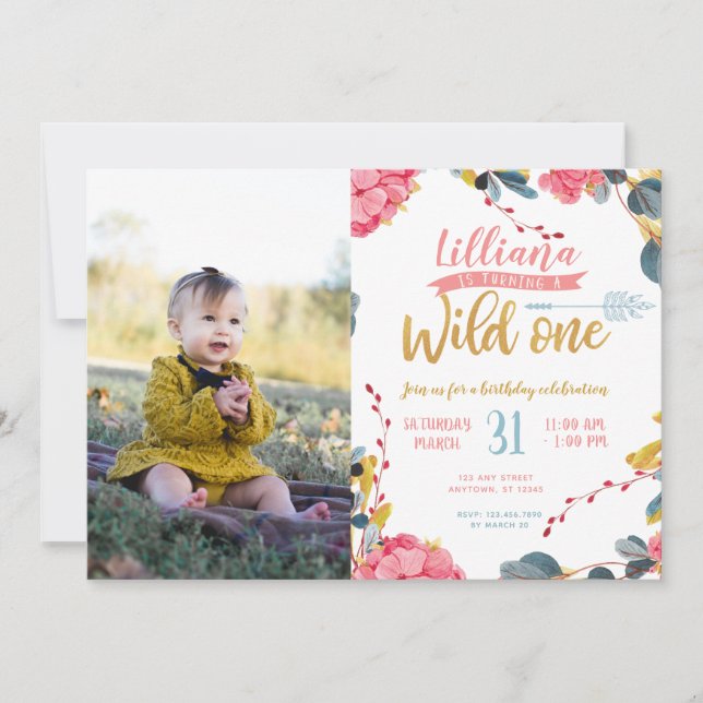 Invitation sauvage d'anniversaire de photo tribale (Devant)