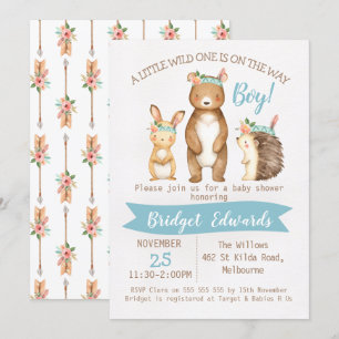 Invitation sauvage de baby shower d'animaux de la