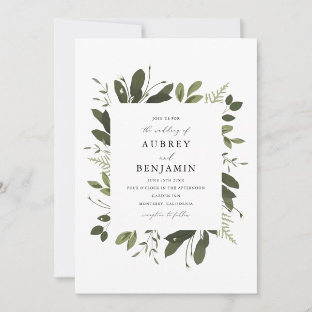 Invitation Sauvage et vert (Devant)