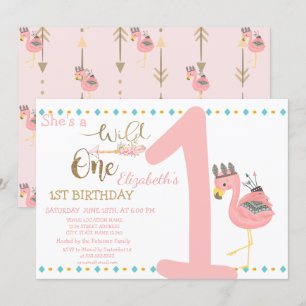 Invitation Sauvage, Flèches, Flamant Rose Premier Anniversair