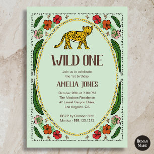 Invitation Sauvage Mignon Animal Jaguar 1er Anniversaire