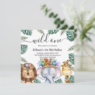 Invitation Sauvage Un Animaux de la forêt 1er Anniversaire