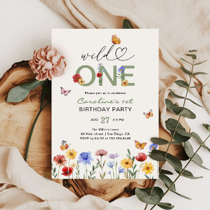 Invitation Sauvageon Fleurs sauvages Papillon 1er Anniversair